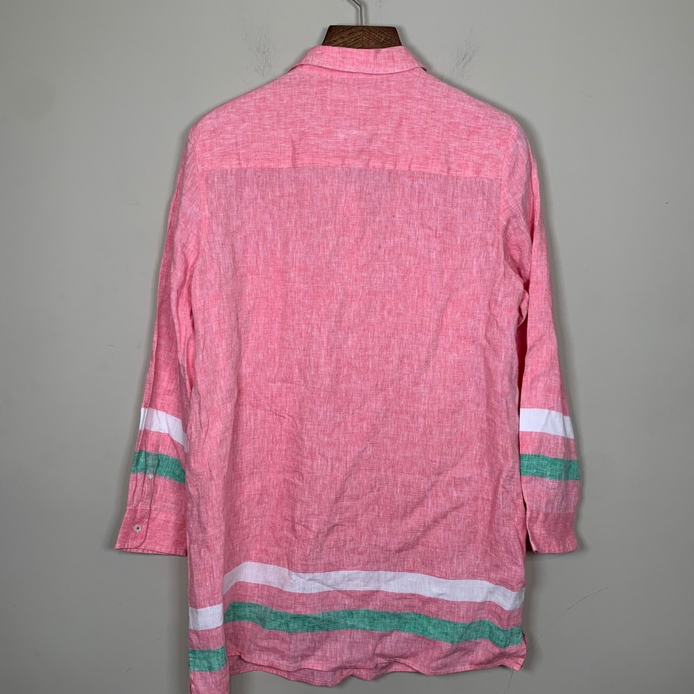 Boden 100% Linen Long Sleeve Button Down Tunic/Shirt Dress Size 12R Preppy - Picture 2 of 8